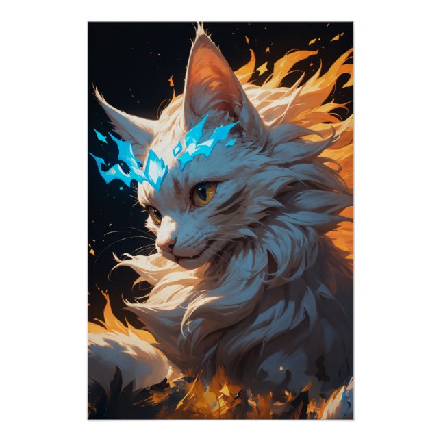 Mystical Flame Cat Familiar Poster (Front)