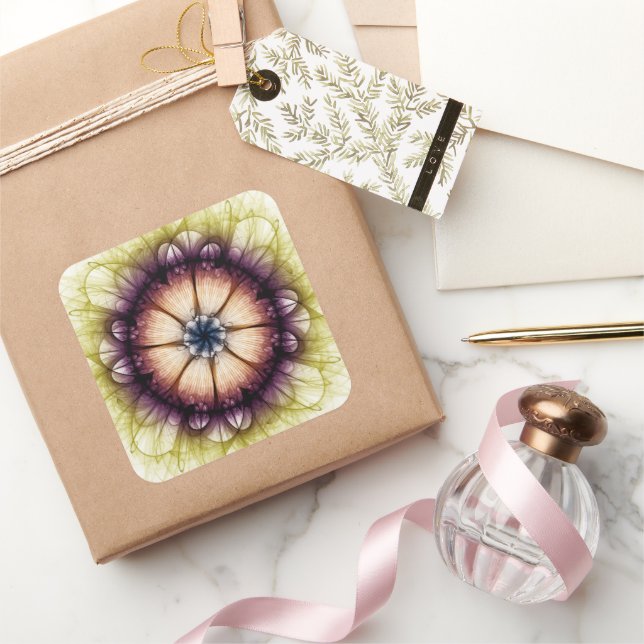Mystical floral magical enigmatic pattern square sticker (Gifting)