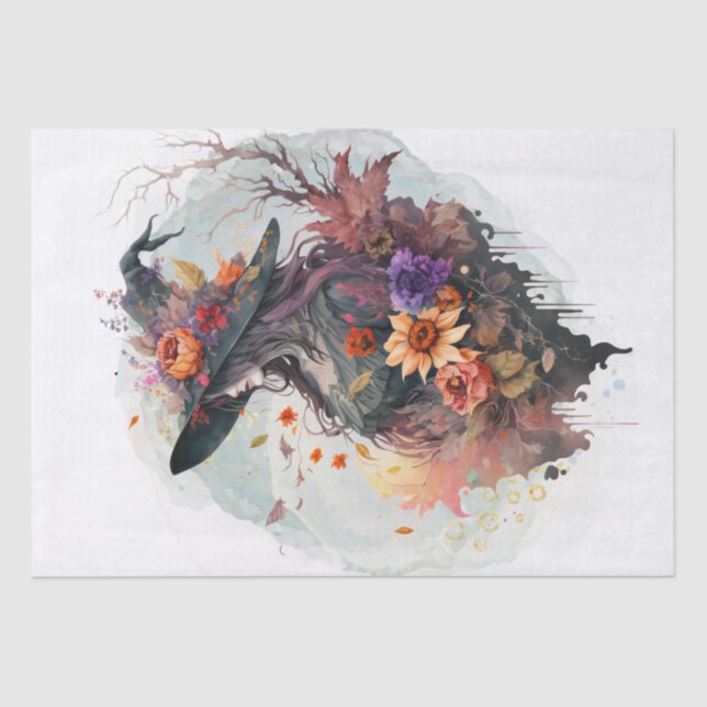 Mystical Floral Witch Tissue Paper (Front)