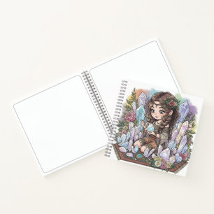 Mystical Flower Child with Quartz Notebook