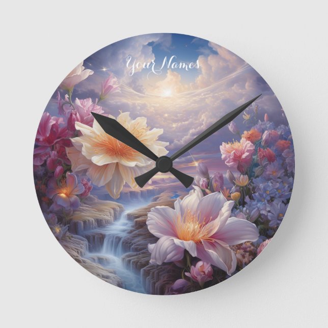 Mystical Flowers of the Supernatural Realm  Round Clock (Front)