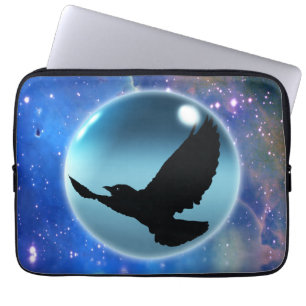 Mystical Flying Crow & Orb Laptop Sleeve
