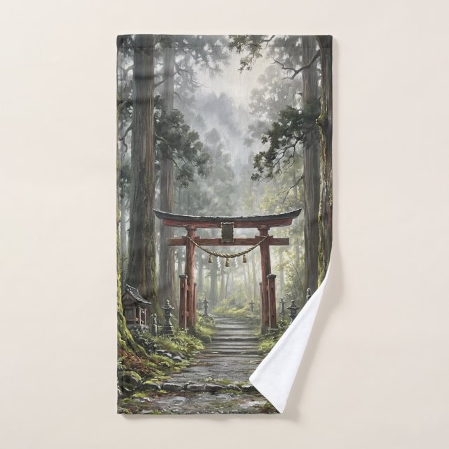 Mystical forest and torii gate that symbolizes it hand towel (Hand Towel)