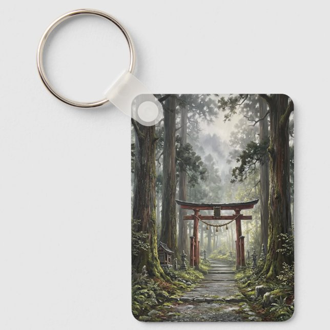 Mystical forest and torii gate that symbolizes it keychain (Front)