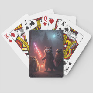 Mystical Forest Battle Animals Art Playing Cards