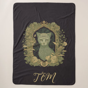 Mystical Forest Cat - Personalized Woodland Sherpa Blanket