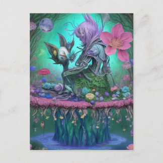 Mystical Forest Creatures - Surrealist Girl Postcard