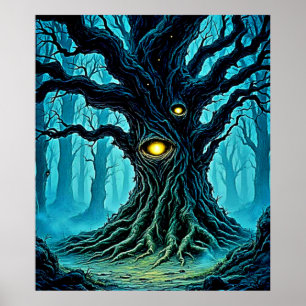 Mystical Forest Eye Tree Art Poster