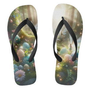 Mystical Forest Fairy Magical Spring Eggs Flip Flops