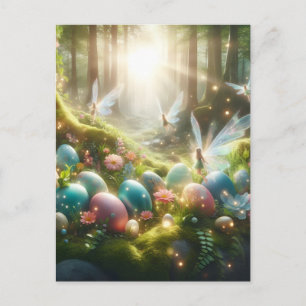 Mystical Forest Fairy Magical Spring Eggs Holiday Postcard