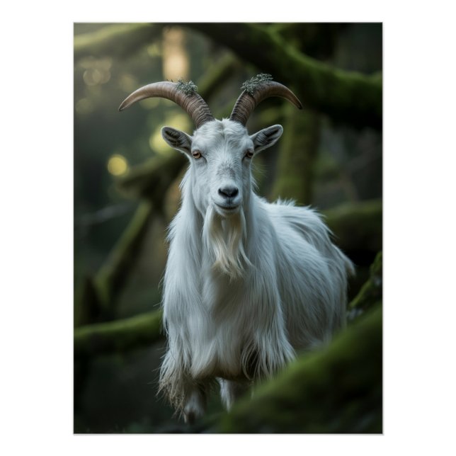Mystical Forest Goat Among Moss | Dark Fantasy  Poster (Front)