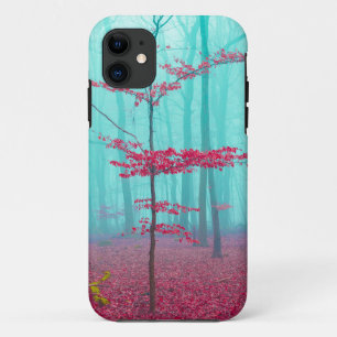Mystical forest in red and turquoise iPhone 11 case