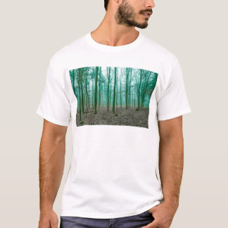 Mystical Forest in the fog in Green T-Shirt