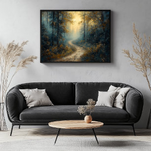 Mystical Forest Path at Dawn Canvas Print
