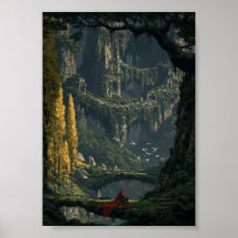 Mystical Forest Ruins and Wandering Traveller