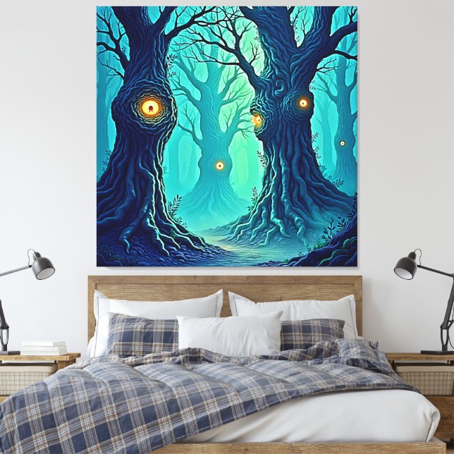 Mystical Forest Watchers Canvas Print (Insitu(Bedroom))