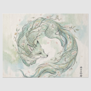 Mystical Fox Dragon Watercolor Art (1) Tissue Paper