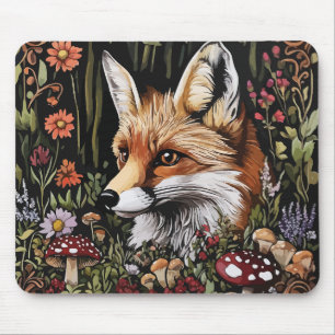 Mystical Fox in Enchanted Forest Mouse Pad