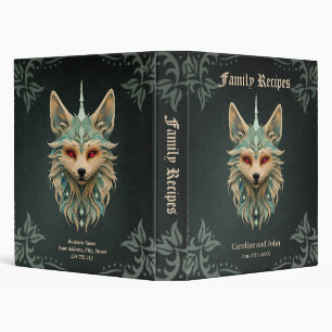 Mystical fox with piercing red eyes.  binder