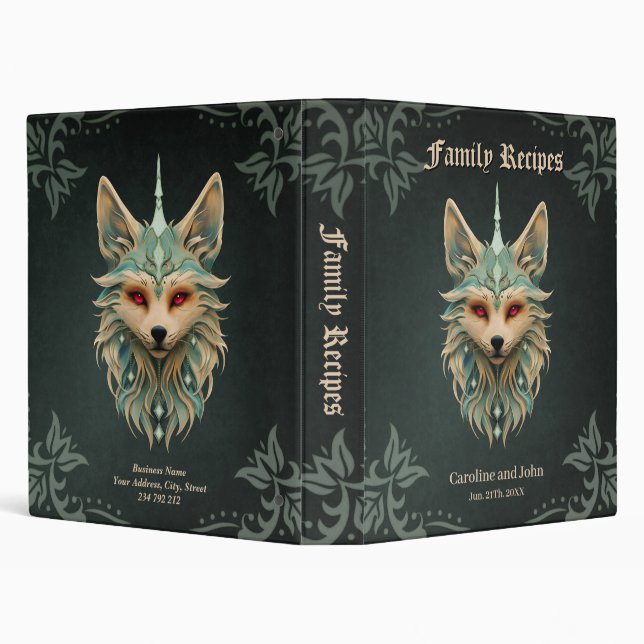 Mystical fox with piercing red eyes.  binder (Background)
