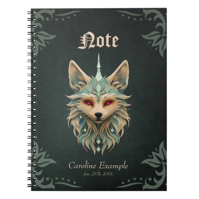 Mystical fox with piercing red eyes. notebook (Front)