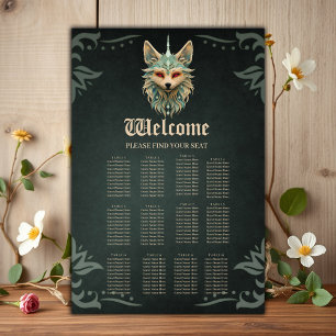 Mystical fox with piercing red eyes poster