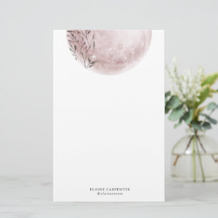 Mystical Full Moon Blush Pink Stationery Paper