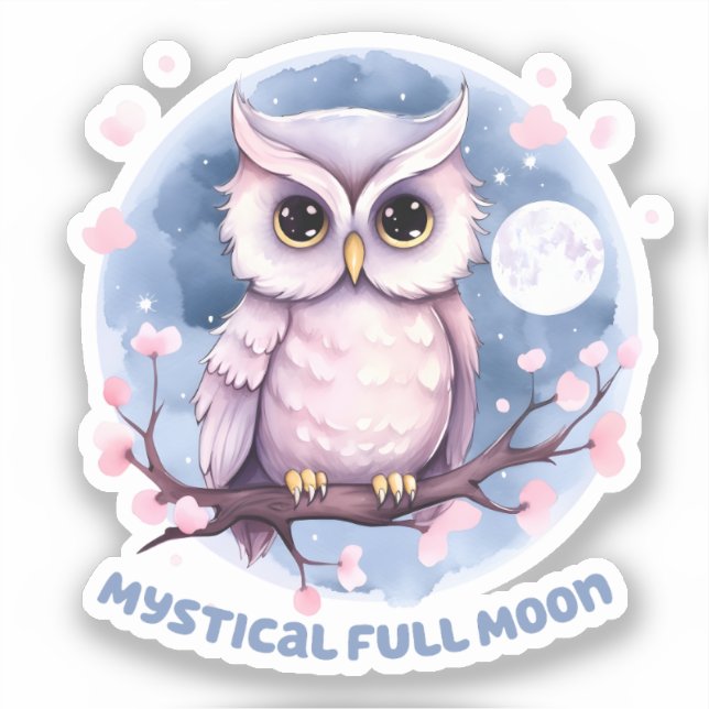 Mystical Full Moon – Pastel Purple Night Sky - Owl (Front)