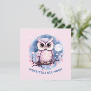 Mystical Full Moon – Pastel Purple Night Sky - Owl