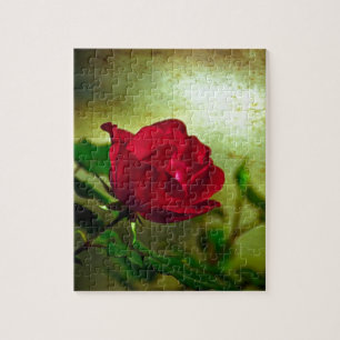 Mystical Garden Gothic Valentine's day Red Rose Jigsaw Puzzle