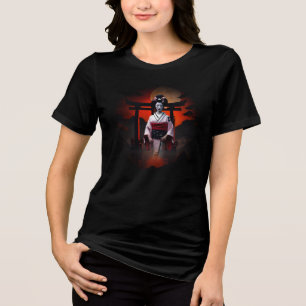 Mystical Geisha Under the Blood Moon Tri-Blend Shirt