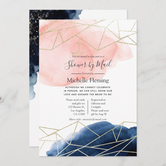 Mystical Geometric Bridal or Baby Shower by Mail Invitation (Front/Back)