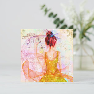 Mystical Girl Watercolor Happy Birthday Card