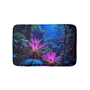 Mystical Glowing Jungle Bloom Design Bath Mat