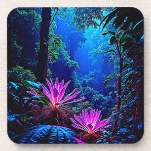 Mystical Glowing Jungle Bloom Design Coaster
