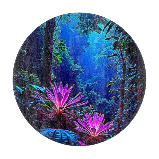Mystical Glowing Jungle Bloom Design Cutting Board (Front)