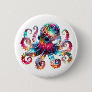 Mystical Glowing Octopus 2 Inch Round Button