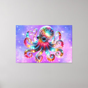 Mystical Glowing Octopus Canvas Print