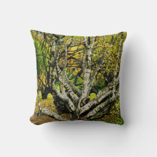 Mystical Gnarled Karelian Birch Tree Throw Pillow