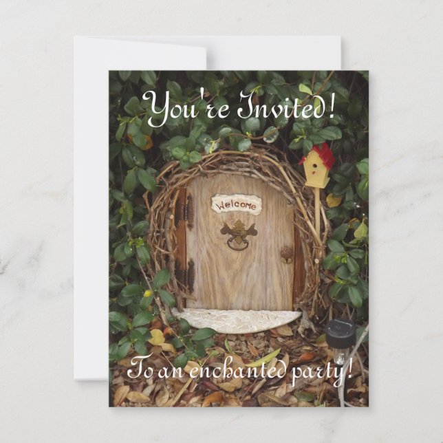 Mystical Gnome Garden Door Party Invite (Front)