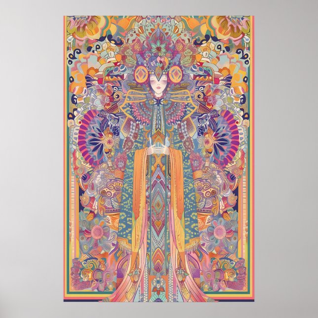 Mystical Goddess Art Print Psychedelic Mandala (Front)