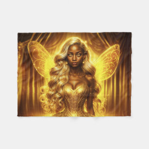 Mystical goddess of light with radiant fairy wings fleece blanket
