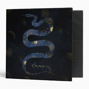 Mystical Gold Blue Serpent Galaxy Design Binder