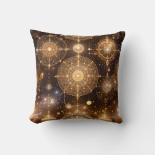 Mystical Gold Celestial Pattern Pillow