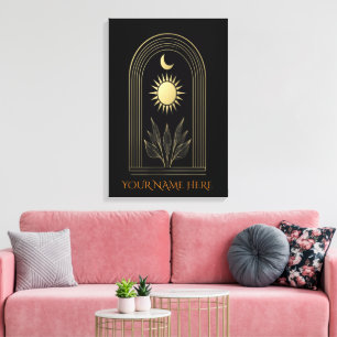 Mystical Golden Portal with Solar Lunar Crest Canvas Print