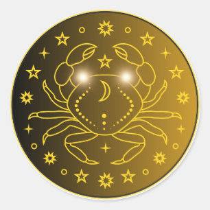 Mystical Golden Zodiac Cancer Classic Round Sticker