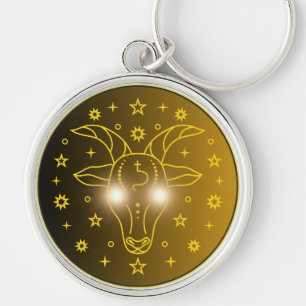 Mystical Golden Zodiac Capricorn Keychain