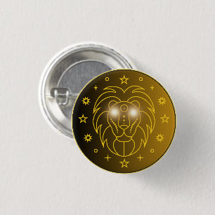 Mystical Golden Zodiac Leo 1 Inch Round Button