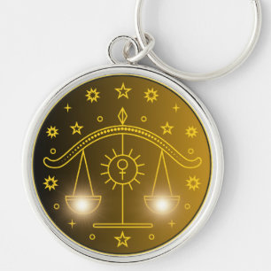 Mystical Golden Zodiac Libra Keychain