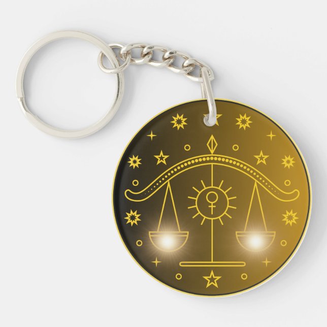 Mystical Golden Zodiac Libra Keychain (Front)